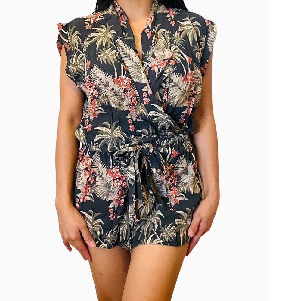 One Teaspoon Palm Floral Tropical Relaxed Boho‎ Beachcore Indie Women Romper XS